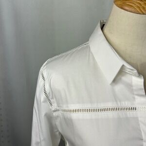 The Kooples - Long Sleeve Button Down Shirt - Ladder Lace Detail - White - Large